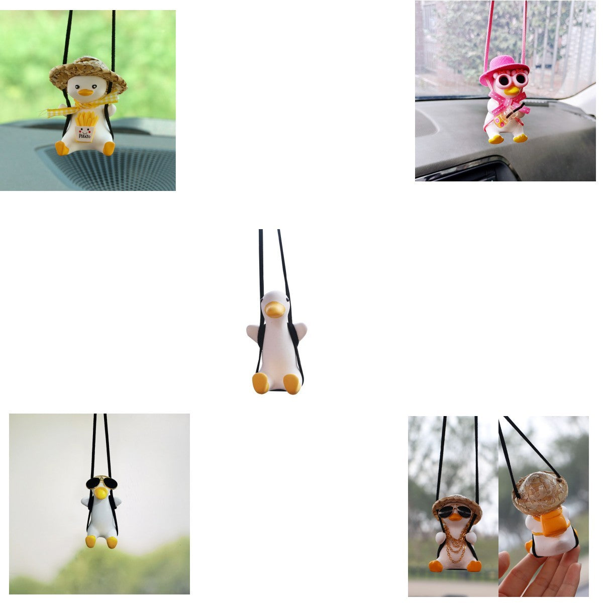 Car Pendant Cute Anime Little Duck Swing